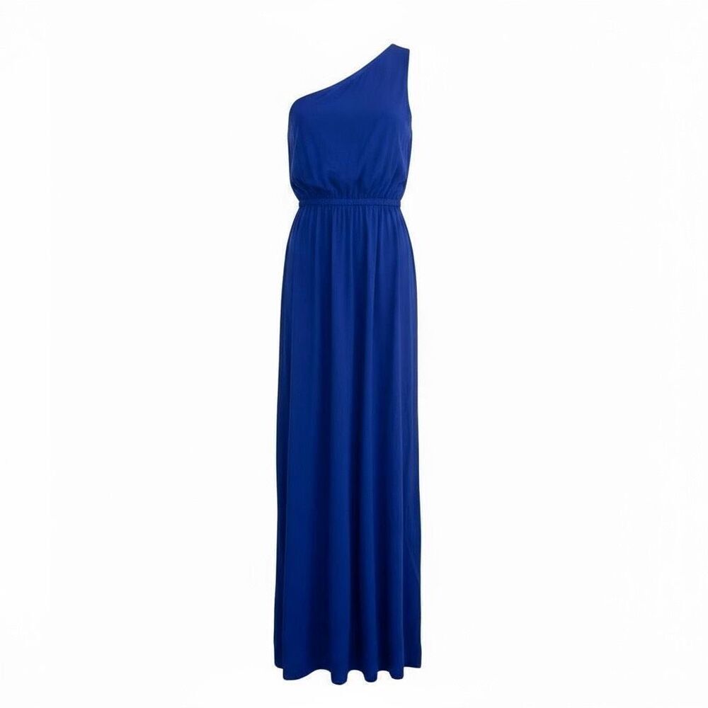 Ya‎ Los Angeles One Shoulder Asymmetrical Maxi Dress Blue Small